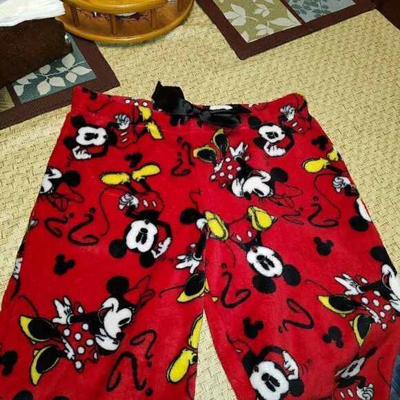 Disney Red Mickey Minnie Soft Fleece Lounge Pants Size Women's Small - Picture 2 of 2